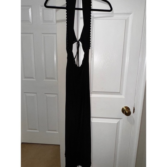 Alexander Wang Halter Dress Cutout Beaded Trim Bodycon Black Size 10 - Picture 12 of 12